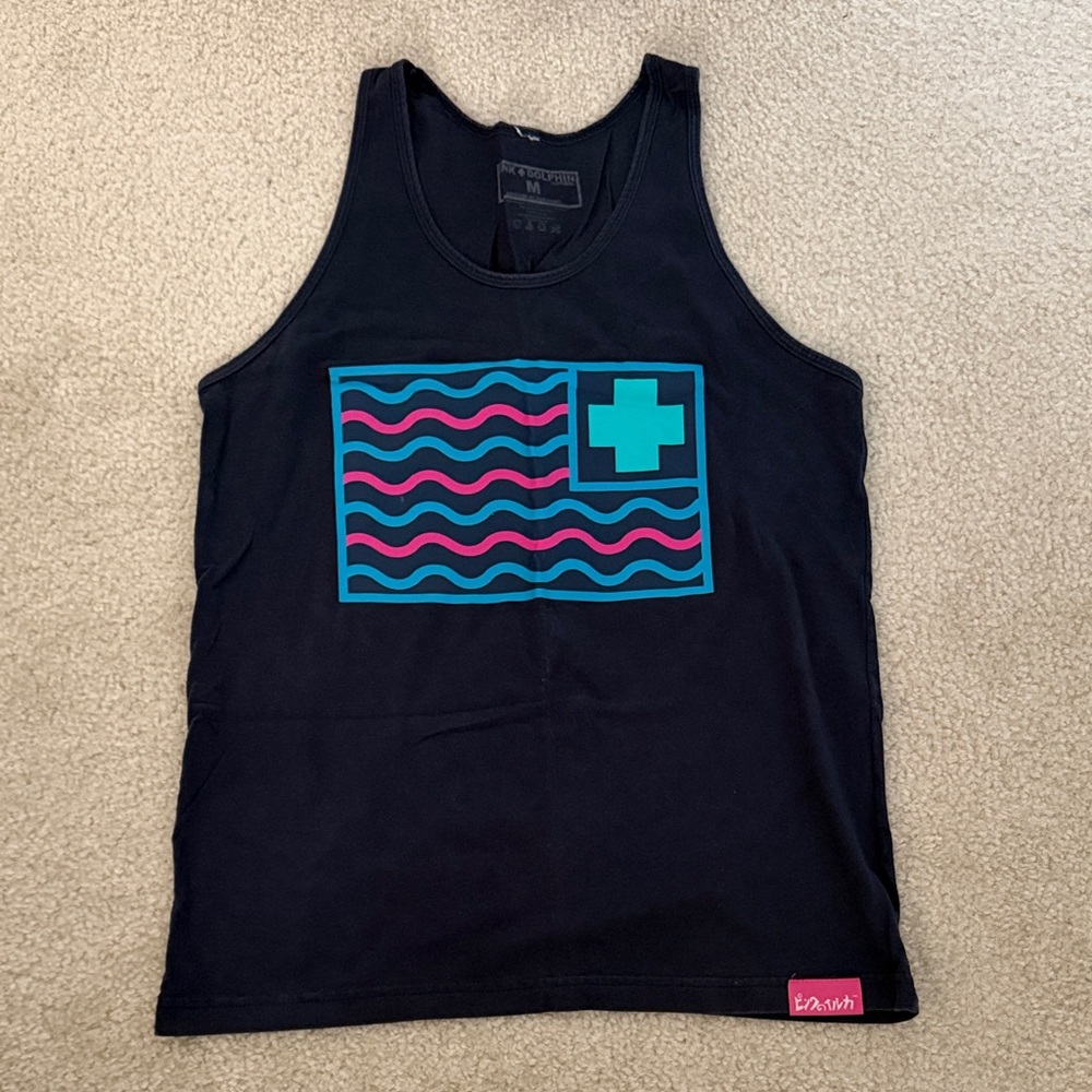 Pink Dolphin Black and Teal Tank Top